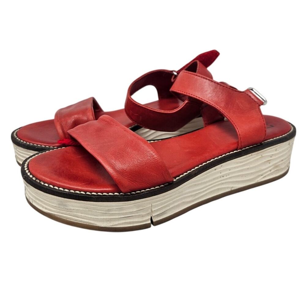 Miz Mooz 39 Vice Platform Sandal Red Leather Comfort Casual Chunky Coastal
